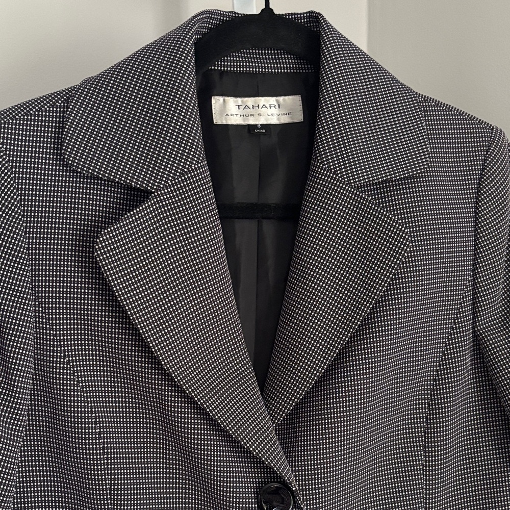 Tahari Arthur S. Levine Black and White Blazer 3/4 Length Cuffed Sleeve Womens 8 - Picture 3 of 6